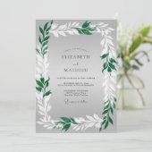 Invitation Mariage avec feuillage gris verdâtre (Debout devant)