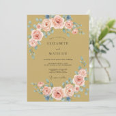 Invitation Mariage avec Fleuron de Pêche Peint (Debout devant)