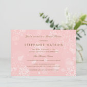 Invitation Mariage avec flocons de neige roses et blancs (Debout devant)