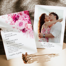 Mariage avec fond de photo florale rose chaud
