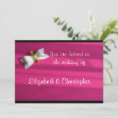 Invitation Mariage avec fond rose et nœud blanc (Debout devant)