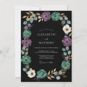 Invitation Mariage avec Guirlande d'Améthyste Noire