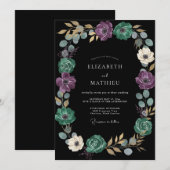 Invitation Mariage avec Guirlande d'Améthyste Noire (Devant / Derrière)