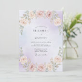 Invitation Mariage avec Guirlande de Pêche Pervenche (Debout devant)