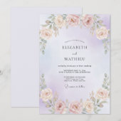 Invitation Mariage avec Guirlande de Pêche Pervenche (Devant / Derrière)