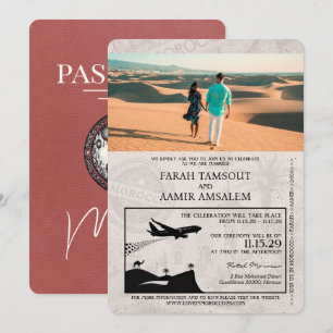 Invitation Mariage avec Passeport Maroc Brun