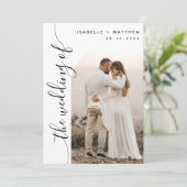 Invitation Mariage avec photo d'arc de script vertical (Debout devant)