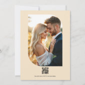 Invitation Mariage avec photo florale Champagne et code QR (Dos)
