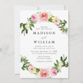 Invitation Mariage avec Projection Florale Rose Tendre (Devant)