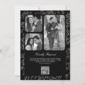 Invitation Mariage avec QR Code Catholique Noir Victorien (Dos)