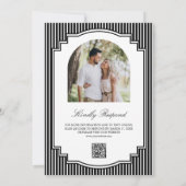 Invitation Mariage avec QR Code de Photo Rayée Noir et Blanc (Dos)