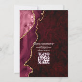 Invitation Mariage avec QR Code RSVP en Agate Bourgogne et Or (Dos)