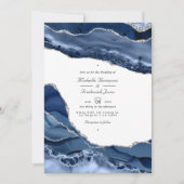 Invitation Mariage avec QR Code RSVP Navy et Agate Argentée (Devant)