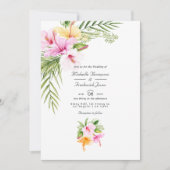 Invitation Mariage avec QR Code RSVP Plage Fleur Tropicale (Devant)