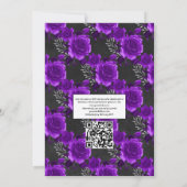 Invitation Mariage avec réponse QR Code à fleurs violet royal (Dos)