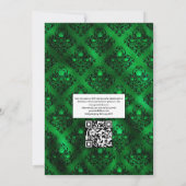 Invitation Mariage avec réponse QR Code à motif floral émerau (Dos)
