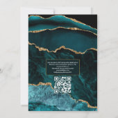 Invitation Mariage avec réponse QR Code en Agate Bleu-vert et (Dos)