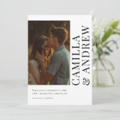 Invitation Mariage avec réponse QR code photo moderne (Debout devant)