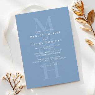 Invitation Mariage avec superposition de monogramme moderne b