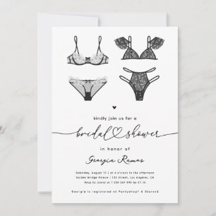 Invitation Mariage avec Tenue de Nuit en Dentelle Noire et Éc