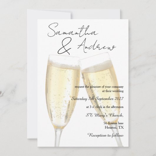 Invitation Mariage avec Toast au Champagne (Devant)
