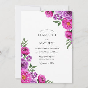 Invitation Mariage avec touche artistique magenta