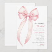 Invitation Mariage avec un Nœud Rose (Devant / Derrière)