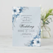 Invitation Mariage avec une arche florale bleu clair (Debout devant)