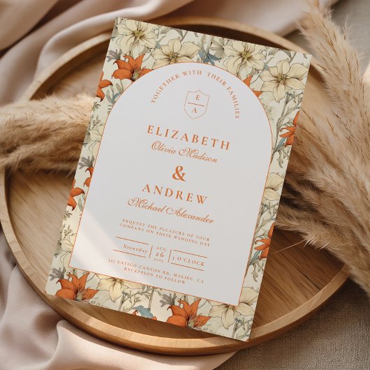 Invitation Mariage avec une Arche Florale d'Automne
