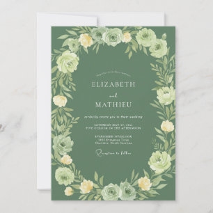 Invitation Mariage avec une arche florale vert sauge