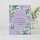 Invitation Mariage avec une bordure florale lavande (Debout devant)