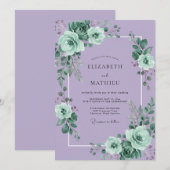 Invitation Mariage avec une bordure florale lavande (Devant / Derrière)