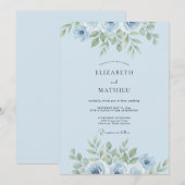 Invitation Mariage avec une gerbe feuillue de pervenche (Devant / Derrière)