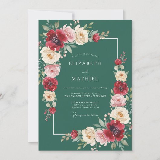 Invitation Mariage avec une touche de prune profonde peinte (Devant)