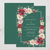 Invitation Mariage avec une touche de prune profonde peinte (Devant / Derrière)
