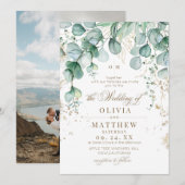 Invitation Mariage avec verdure d'eucalyptus (Devant / Derrière)