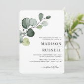 Invitation Mariage avec verdure d'eucalyptus et éclaboussures (Debout devant)