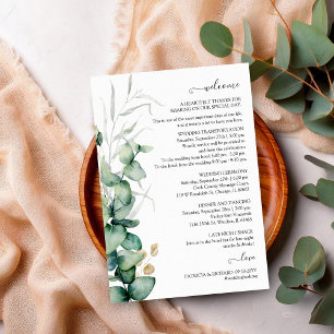 Invitation Mariage avec verdure d'eucalyptus : itinéraire et