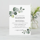 Invitation Mariage avec verdure éclaboussée d'or d'eucalyptus (Debout devant)