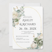 Invitation Mariage avec verdure et fleurs blanches (Devant)