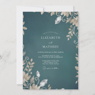 Invitation Mariage avec Vigne de Teal Foncé