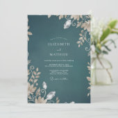 Invitation Mariage avec Vigne de Teal Foncé (Debout devant)