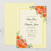 Invitation Mariage avec Vigne Orange Clair (Devant / Derrière)