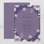 Invitation Mariage avec Vigne Pourpre Profonde (Devant / Derrière)