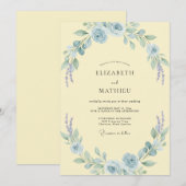 Invitation Mariage Azur Bloom Beurre (Devant / Derrière)