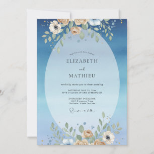 Invitation Mariage Azur Champagne Bloom