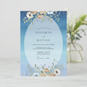 Invitation Mariage Azur Champagne Bloom (Debout devant)