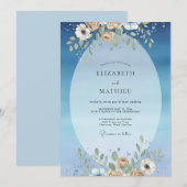 Invitation Mariage Azur Champagne Bloom (Devant / Derrière)