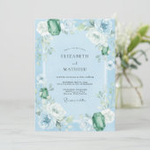 Invitation Mariage Azur Émeraude Eucalyptus (Debout devant)