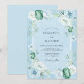 Invitation Mariage Azur Émeraude Eucalyptus (Devant / Derrière)